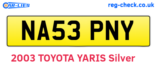 NA53PNY are the vehicle registration plates.