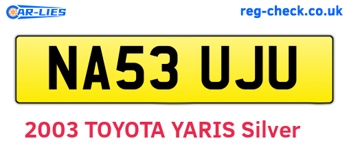 NA53UJU are the vehicle registration plates.