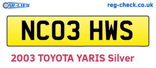 NC03HWS are the vehicle registration plates.