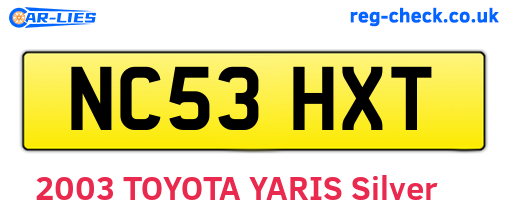 NC53HXT are the vehicle registration plates.