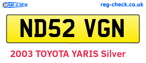 ND52VGN are the vehicle registration plates.