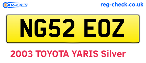 NG52EOZ are the vehicle registration plates.