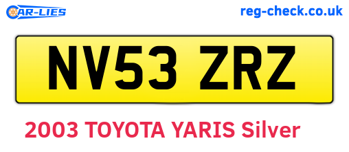 NV53ZRZ are the vehicle registration plates.