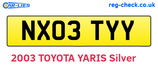 NX03TYY are the vehicle registration plates.