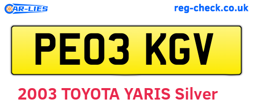 PE03KGV are the vehicle registration plates.