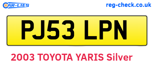 PJ53LPN are the vehicle registration plates.