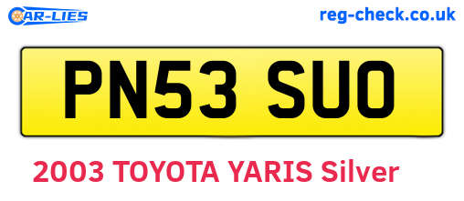 PN53SUO are the vehicle registration plates.