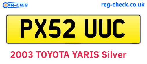 PX52UUC are the vehicle registration plates.