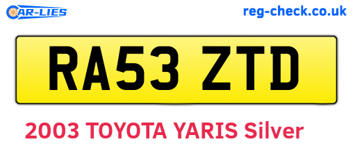 RA53ZTD are the vehicle registration plates.