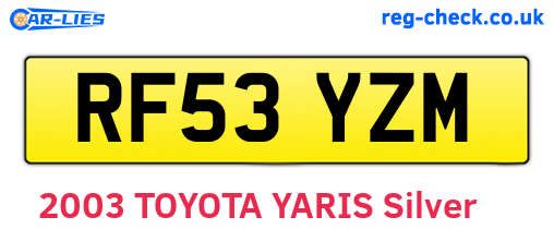 RF53YZM are the vehicle registration plates.
