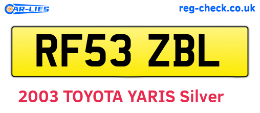 RF53ZBL are the vehicle registration plates.