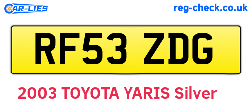 RF53ZDG are the vehicle registration plates.