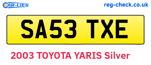 SA53TXE are the vehicle registration plates.