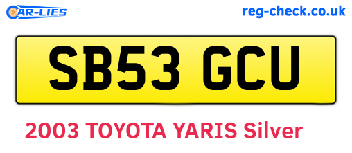 SB53GCU are the vehicle registration plates.