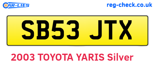 SB53JTX are the vehicle registration plates.