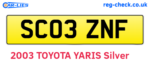 SC03ZNF are the vehicle registration plates.