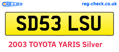 SD53LSU are the vehicle registration plates.