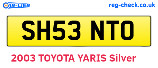 SH53NTO are the vehicle registration plates.