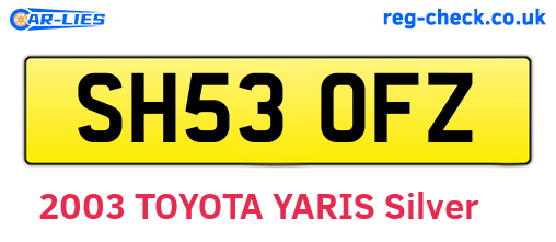 SH53OFZ are the vehicle registration plates.