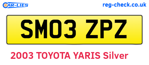 SM03ZPZ are the vehicle registration plates.