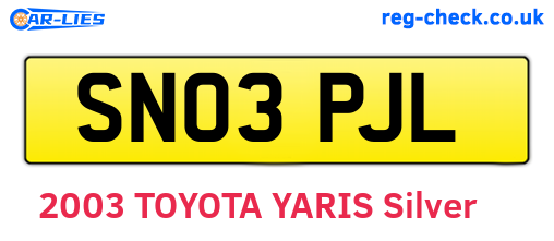 SN03PJL are the vehicle registration plates.