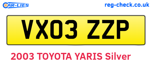 VX03ZZP are the vehicle registration plates.