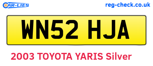 WN52HJA are the vehicle registration plates.
