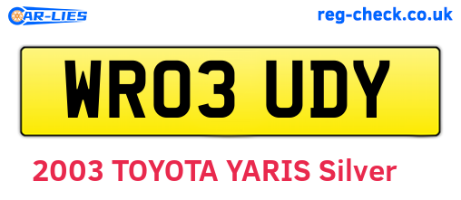 WR03UDY are the vehicle registration plates.
