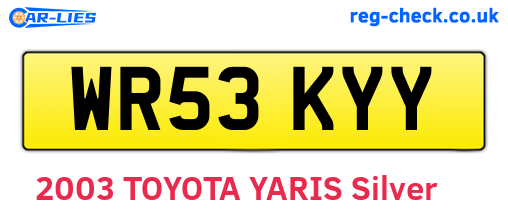 WR53KYY are the vehicle registration plates.