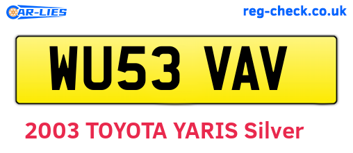 WU53VAV are the vehicle registration plates.