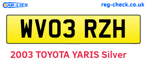WV03RZH are the vehicle registration plates.