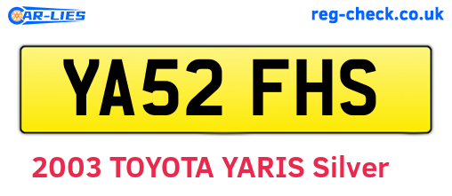 YA52FHS are the vehicle registration plates.