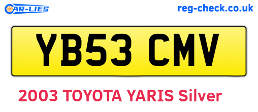YB53CMV are the vehicle registration plates.