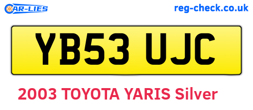YB53UJC are the vehicle registration plates.
