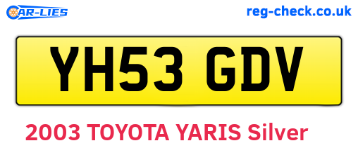 YH53GDV are the vehicle registration plates.