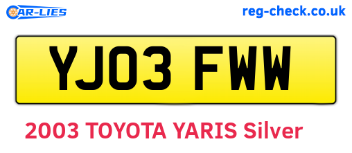 YJ03FWW are the vehicle registration plates.