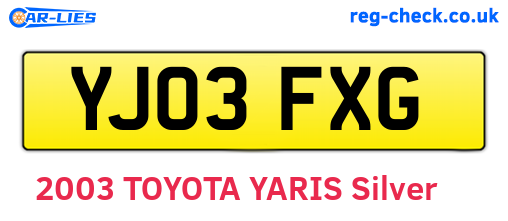 YJ03FXG are the vehicle registration plates.