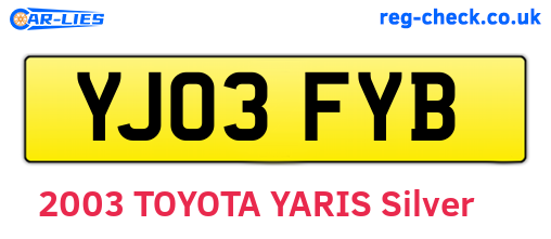 YJ03FYB are the vehicle registration plates.