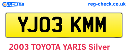 YJ03KMM are the vehicle registration plates.