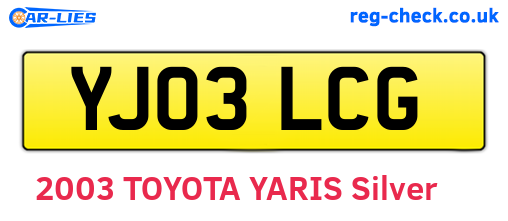 YJ03LCG are the vehicle registration plates.