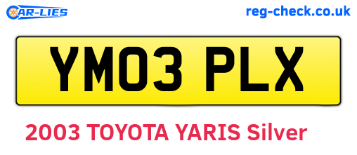 YM03PLX are the vehicle registration plates.