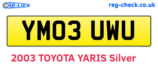 YM03UWU are the vehicle registration plates.