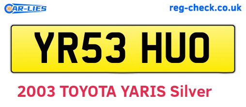 YR53HUO are the vehicle registration plates.