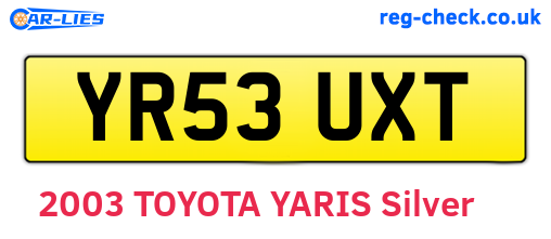 YR53UXT are the vehicle registration plates.