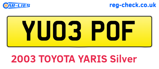YU03POF are the vehicle registration plates.