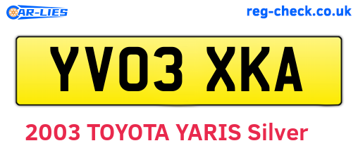 YV03XKA are the vehicle registration plates.