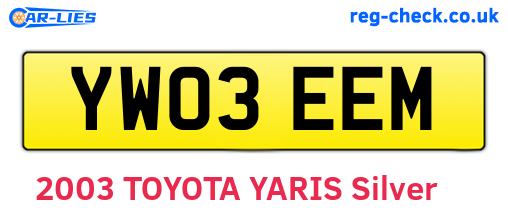 YW03EEM are the vehicle registration plates.