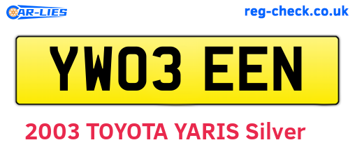 YW03EEN are the vehicle registration plates.