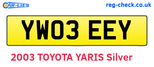 YW03EEY are the vehicle registration plates.