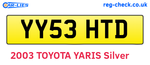 YY53HTD are the vehicle registration plates.
